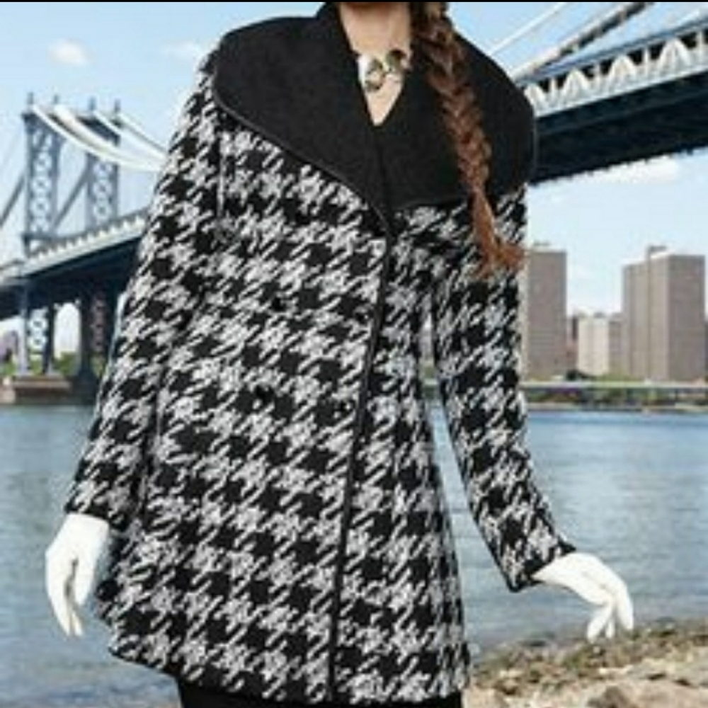 Guess Houndstooth Coat Size Medium - image 1